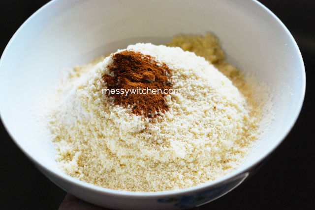 Christmas Sablés Ingredients - All-Purpose Flour, Ground Almond, Cinnamon Powder
